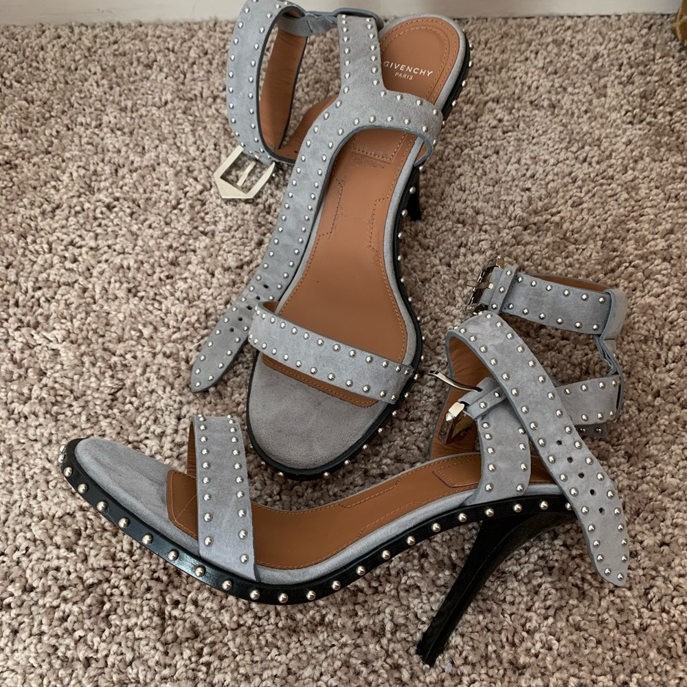 Givenchy gray suede studded heels